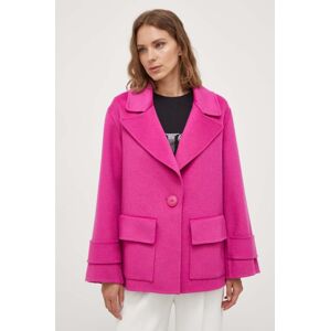 Vlněný kabát Luisa Spagnoli fialová barva, přechodný