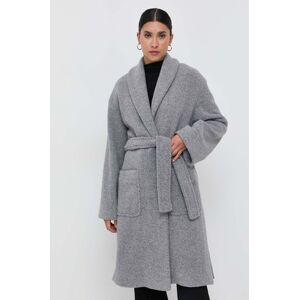 Vlněný kabát Max Mara Leisure šedá barva, přechodný, oversize
