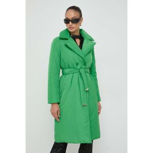 Kabát Patrizia Pepe dámský, zelená barva, přechodný, dvouřadový