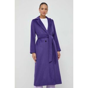 Kabát s příměsí vlny Twinset fialová barva, přechodný