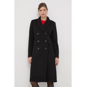 Vlněný kabát Dkny černá barva, přechodný, dvouřadový