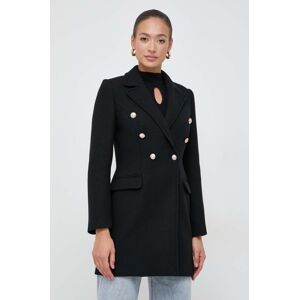 Vlněný kabát Morgan černá barva, přechodný, dvouřadový
