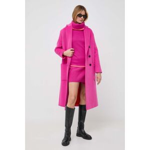Kabát se směsi vlny MAX&Co. růžová barva, přechodný, oversize