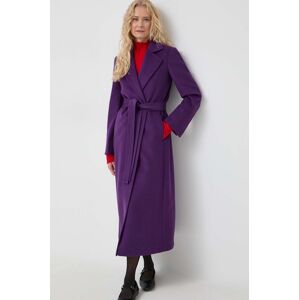 Vlněný kabát MAX&Co. fialová barva, přechodný, bez zapínání