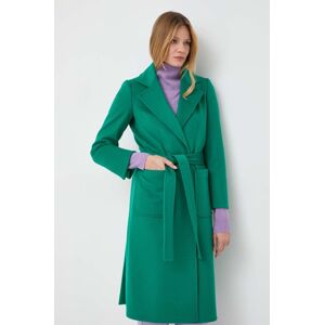 Vlněný kabát MAX&Co. zelená barva, přechodný, bez zapínání