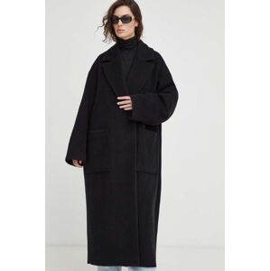 Vlněný kabát Won Hundred černá barva, přechodný, oversize