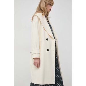 Vlněný kabát Marella béžová barva, přechodný, dvouřadový