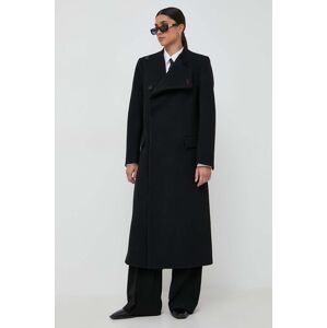 Vlněný kabát Victoria Beckham černá barva, přechodný, dvouřadový