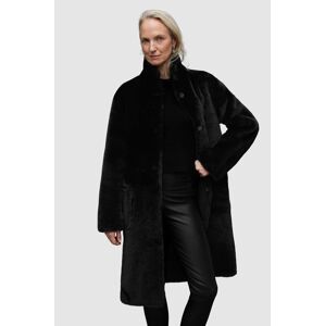Oboustranný kabát AllSaints SERRA SHEARLING COAT dámský, černá barva, zimní