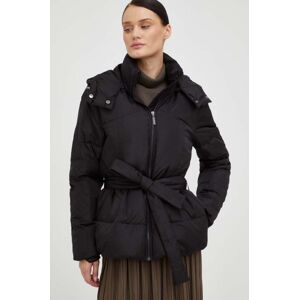 Péřová bunda Bruuns Bazaar dámská, černá barva, zimní