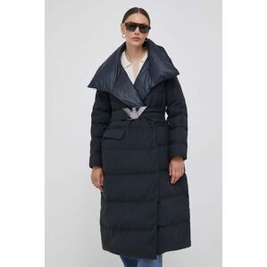 Oboustranná péřová bunda Emporio Armani dámská, tmavomodrá barva, zimní