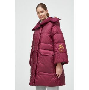 Péřová bunda The North Face dámská, vínová barva, zimní, oversize