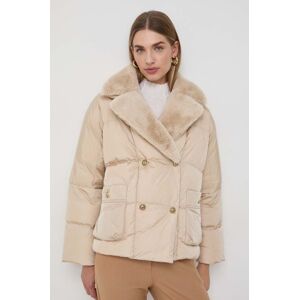 Péřová bunda Luisa Spagnoli dámská, béžová barva, zimní, oversize