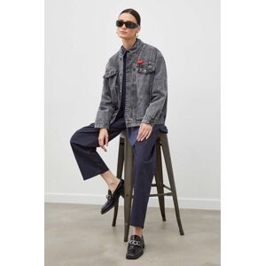 Džínová bunda American Vintage dámská, šedá barva, přechodná, oversize