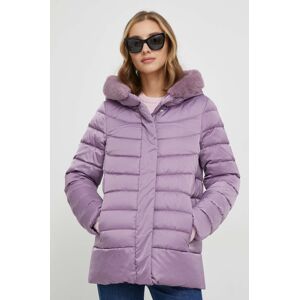 Péřová bunda Geox CHLOO dámská, fialová barva, zimní