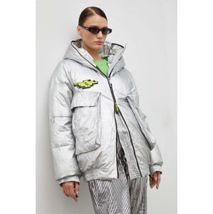 Péřová bunda MMC STUDIO dámská, stříbrná barva, zimní, oversize