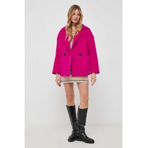 Vlněný kabát MAX&Co. růžová barva, přechodný, oversize