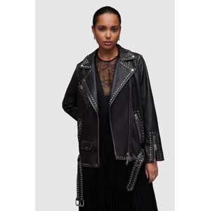 Kožená bunda AllSaints Billie dámská, černá barva, přechodná