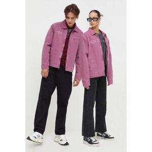 Džínová bunda Guess Originals fialová barva, přechodná