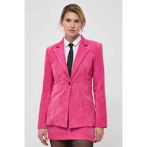 Manšestrová bunda Patrizia Pepe růžová barva, jednořadá, hladká
