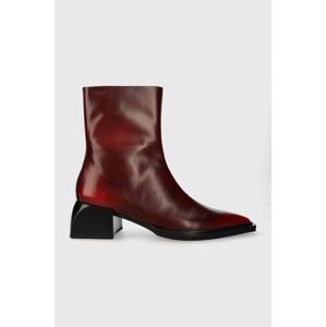 Kožené kotníkové boty Vagabond Shoemakers VIVIAN dámské, červená barva, na podpatku, 5453.018.47