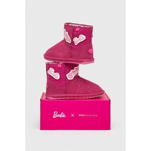 Dětské semišové zimní boty Emu Australia x Barbie, Wallaby Mini Play růžová barva