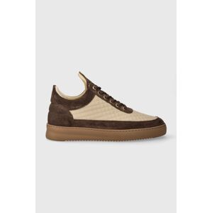 Kožené sneakers boty Filling Pieces Low Top Quilted hnědá barva, 10100151933