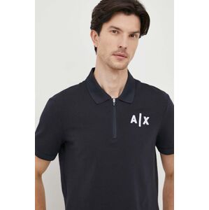 Bavlněné polo tričko Armani Exchange tmavomodrá barva, s aplikací