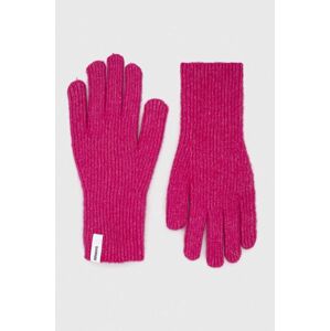 Vlněné rukavice Samsoe Samsoe růžová barva