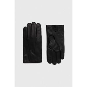 Kožené rukavice Polo Ralph Lauren pánské, černá barva