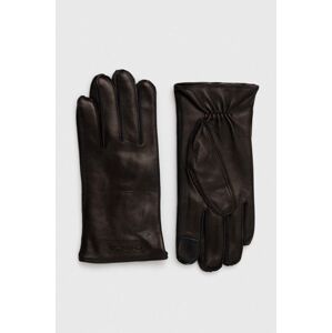 Kožené rukavice Calvin Klein pánské, černá barva