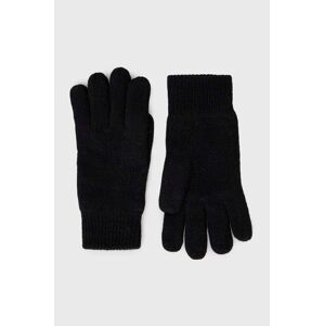 Vlněné rukavice Barbour Carlton černá barva