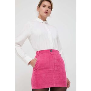 Manšestrová sukně Patrizia Pepe růžová barva, mini, pouzdrová