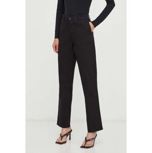 Kalhoty Samsoe Samsoe JOHNNY dámské, černá barva, jednoduché, high waist, M23300059