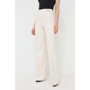 Kalhoty Elisabetta Franchi dámské, béžová barva, široké, high waist