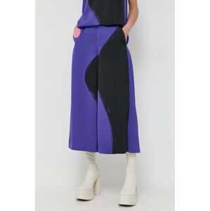 Kalhoty Marella dámské, fialová barva, široké, high waist