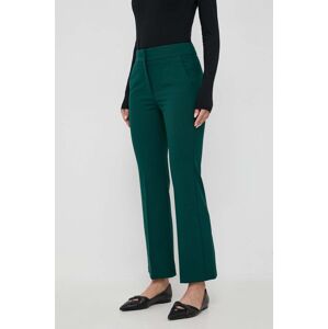 Kalhoty Marella dámské, zelená barva, široké, high waist