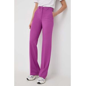 Kalhoty Marella dámské, růžová barva, jednoduché, high waist