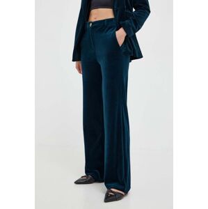 Kalhoty Marella dámské, tyrkysová barva, široké, high waist