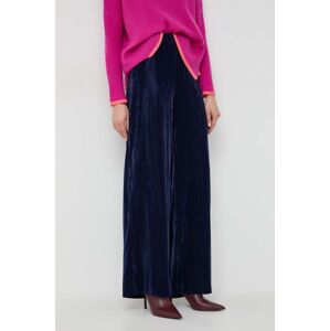 Kalhoty MAX&Co. dámské, tmavomodrá barva, široké, high waist