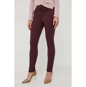Kalhoty Marella dámské, vínová barva, přiléhavé, medium waist