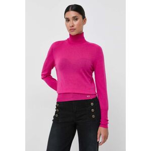 Vlněný svetr Luisa Spagnoli dámský, růžová barva, lehký, s golfem