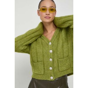 Vlněný svetr Custommade zelená barva, hřejivý