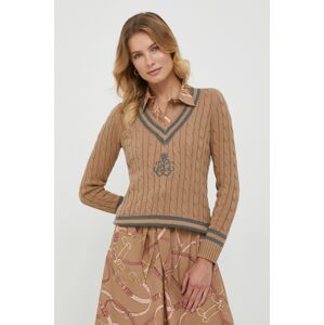 Bavlněný svetr Lauren Ralph Lauren béžová barva, lehký