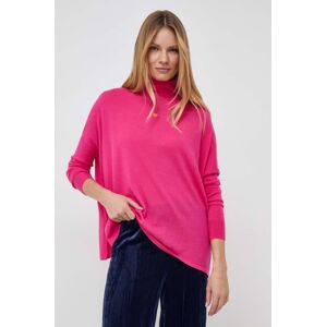 Vlněný svetr MAX&Co. dámský, růžová barva, lehký, s pologolfem