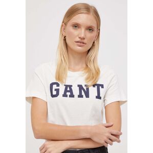 Bavlněné tričko Gant béžová barva