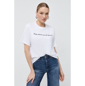 Bavlněné tričko Victoria Beckham bílá barva