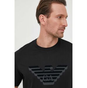 Bavlněné tričko Emporio Armani černá barva, s potiskem