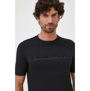 Bavlněné tričko Emporio Armani černá barva, s potiskem
