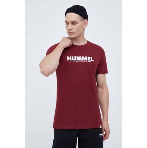 Bavlněné tričko Hummel vínová barva, s potiskem